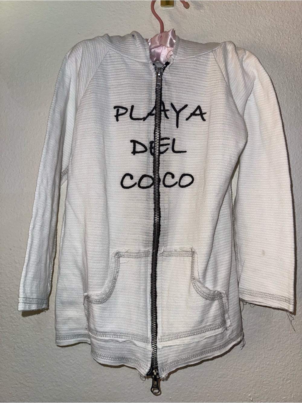 La Vie Jet Setter White 'Playa Del Coco' Zip Hoodie Jacket
